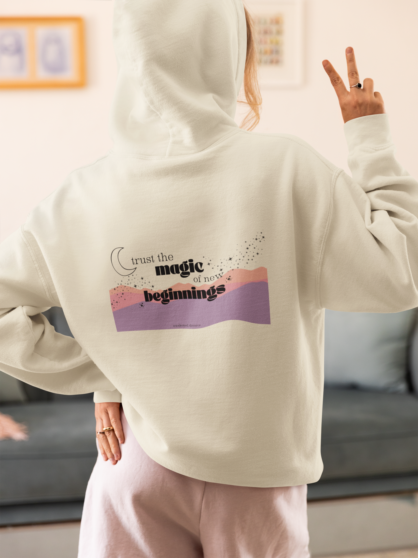 Trust The Magic Of New Beginnings Moon + Stars Crop Hoodie