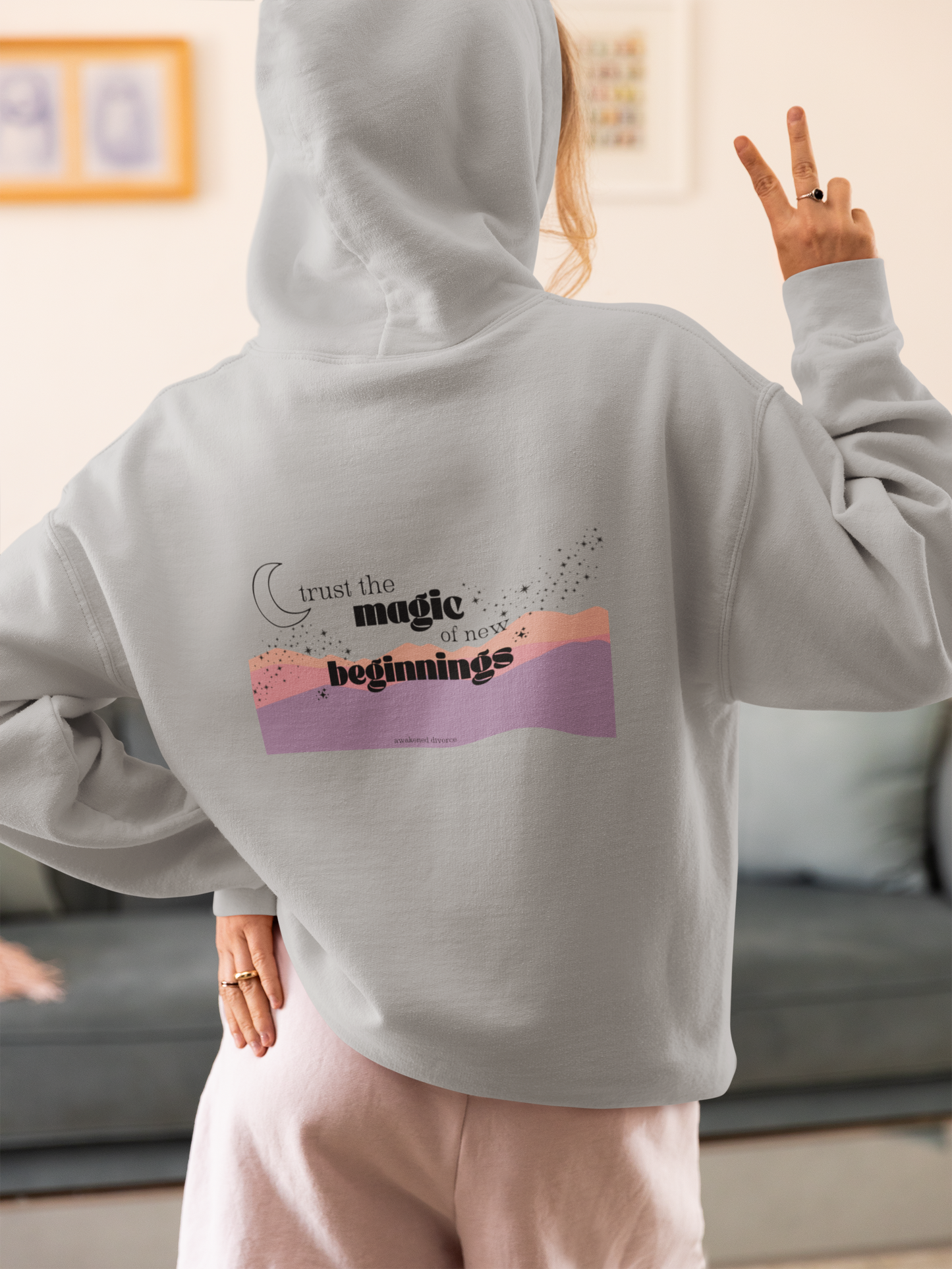 Trust The Magic Of New Beginnings Moon + Stars Crop Hoodie