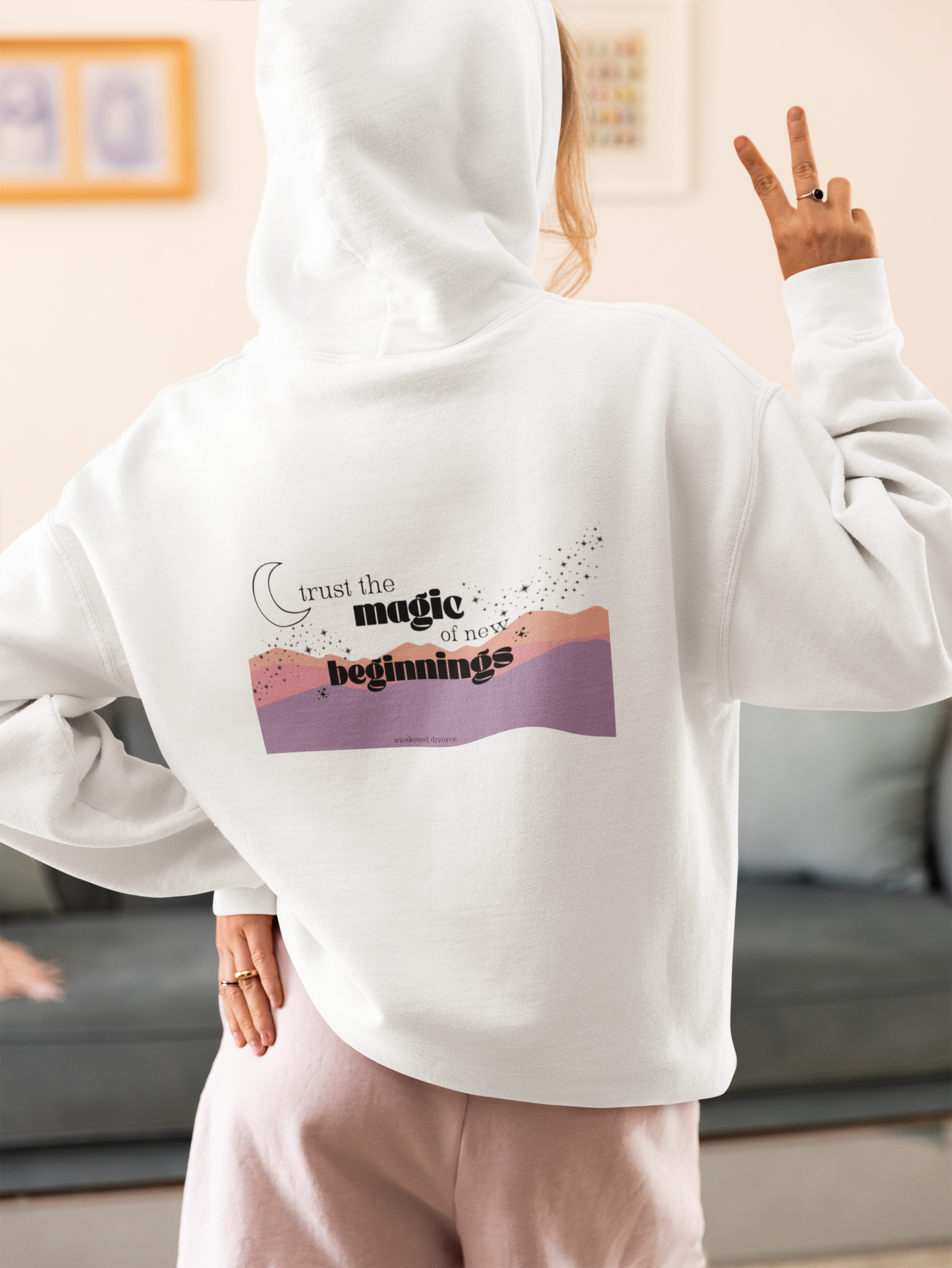 Trust The Magic Of New Beginnings Moon + Stars Crop Hoodie